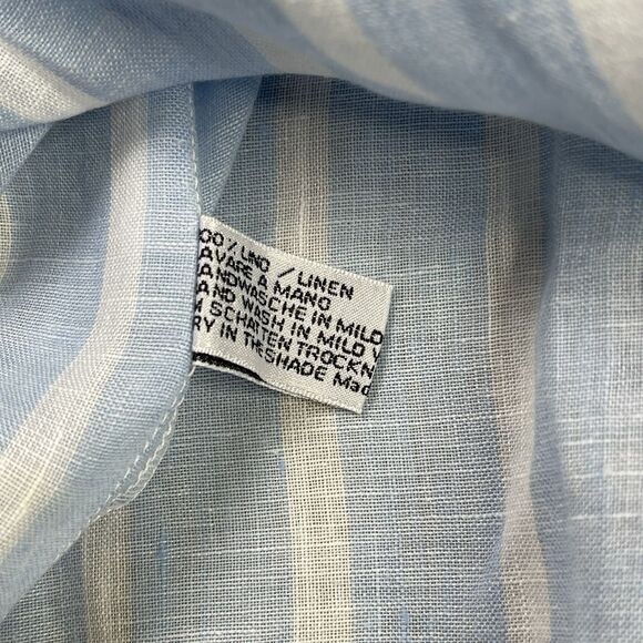 Sartoria Saracena Shirt Men's Large Button Up Blue Striped 100% Linen Italy N - Picture 7 of 11